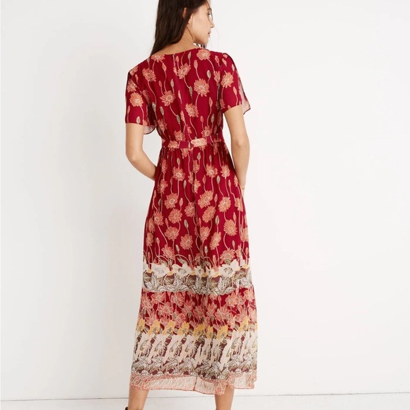 Madewell Red V-Neck Flutter Sleeve Maxi Sundress - Picture 3 of 7